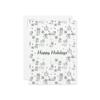 Cartão Postal De Festividades Dachshund Christmas pattern