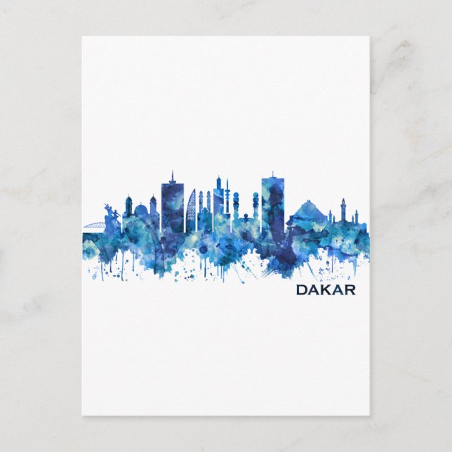Cartão Postal De Festividades Dakar Senegal Skyline Blue (Frente)