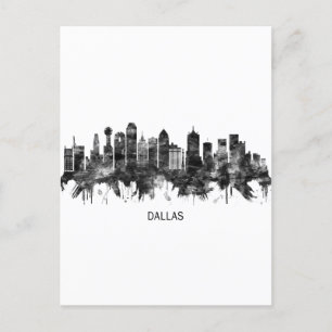 Cartão Postal De Festividades Dallas Texas Skyline BW