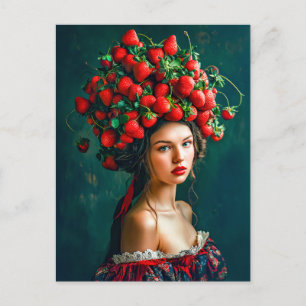 Cartão Postal De Festividades Dama Barroca da Coroa de Morango