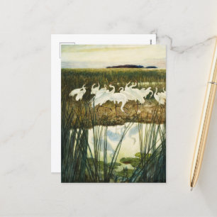 Cartão Postal De Festividades Dança das gruas brancas por N. C. Wyeth