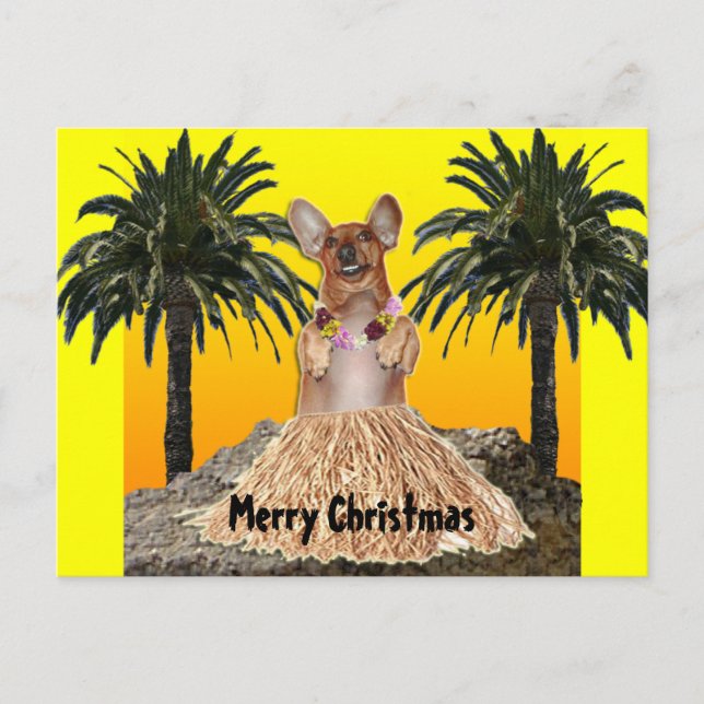 Cartão Postal De Festividades Dancing Dachshund Christmas Postcard (Frente)
