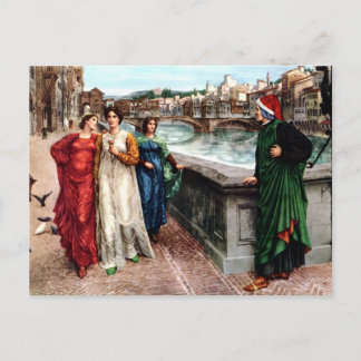 Cartão Postal De Festividades Dante encontra Beatrice na pintura das belas artes