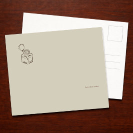 Cartão Postal De Festividades Dark Academia Ink Pot – Minimalist Vintage Library