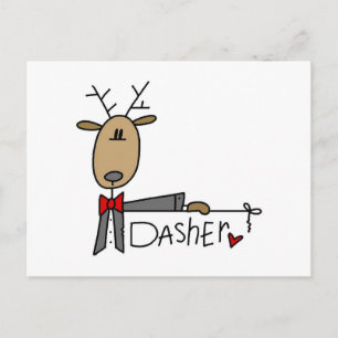 Cartão Postal De Festividades Dasher Reindeer - Camisas de Natal e presentes