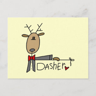 Cartão Postal De Festividades Dasher Reindeer - Camisas de Natal e presentes
