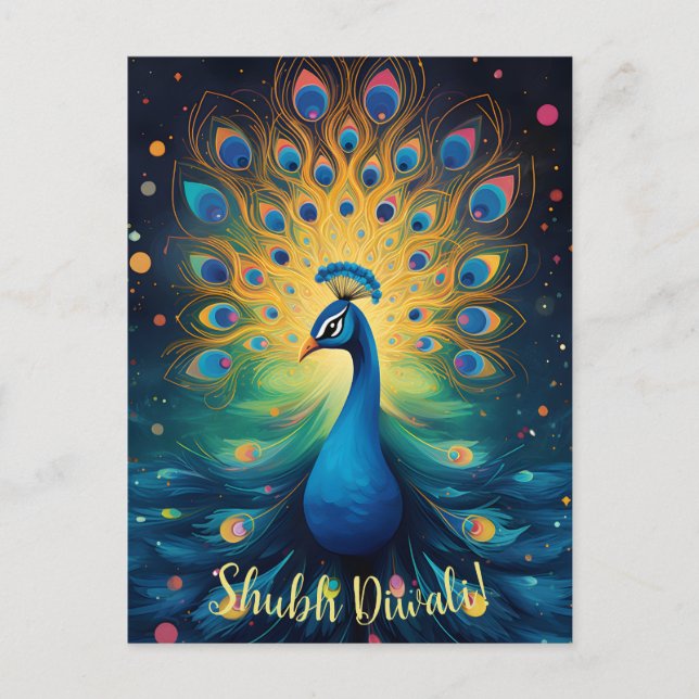 Cartão Postal De Festividades Dazzling Diwali Delight: A 🦚 Feliz (Frente)