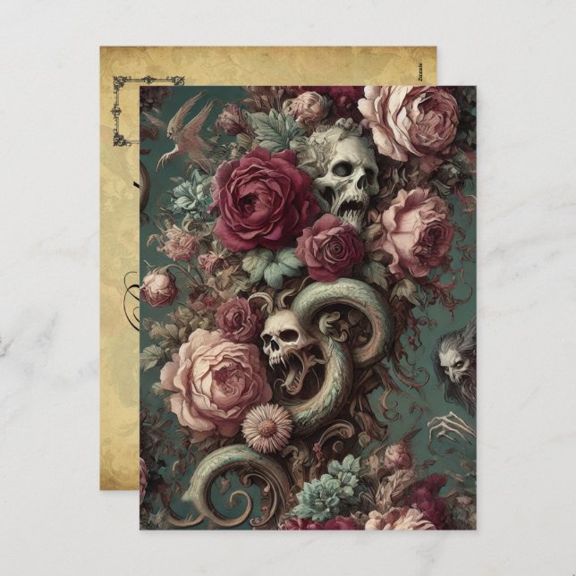 Cartão Postal De Festividades De Osso e Vinha - Vitoriano Gótico (Frente/Verso)