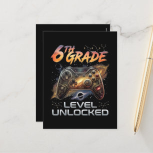 Cartão Postal De Festividades De Volta à Escola 6º Ano Gamer Primeiro Dia de Aul
