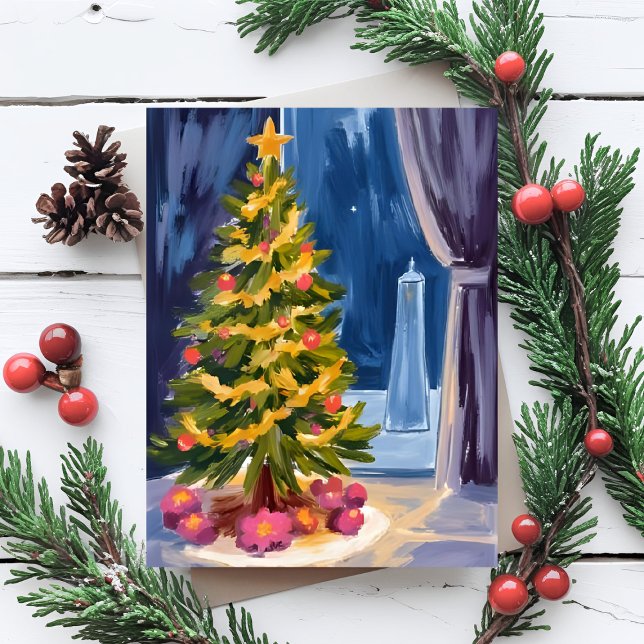 Cartão Postal De Festividades Debaixo da Árvore de Natal (Criador carregado)