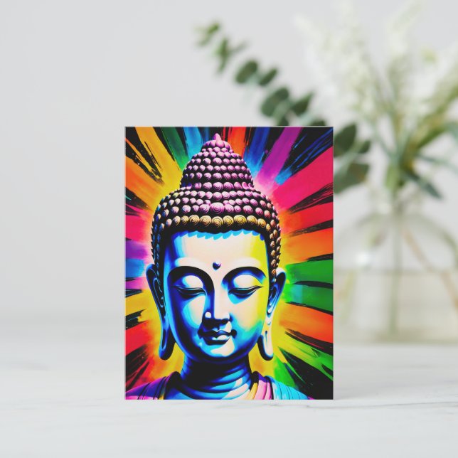 Cartão Postal De Festividades Decor Buddha Neon (Em pé/Frente)