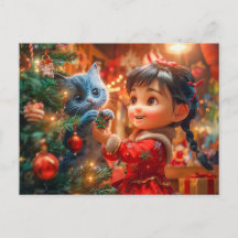 Decoração da Árvore de Natal com Gato