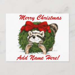 Cartão Postal De Festividades Decoração Da Frota De Natal E Raccoon