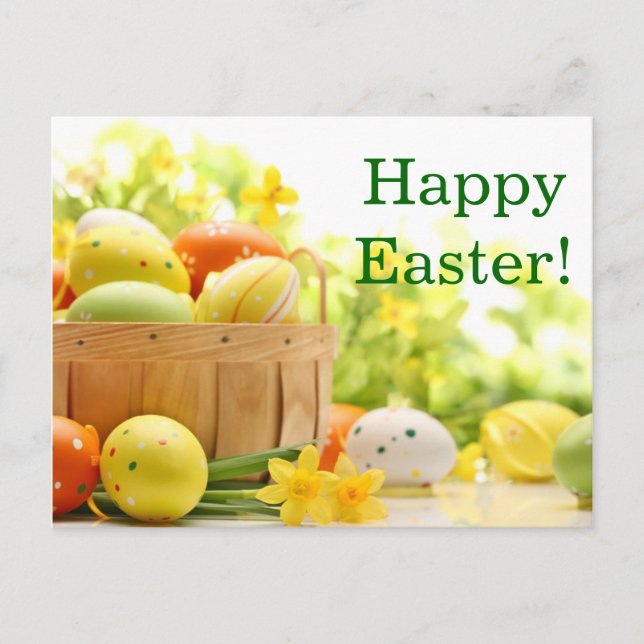Cartão Postal De Festividades Decoração da páscoa com Ovos (Frente)