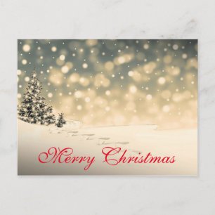 Cartão Postal De Festividades Decoração Simples e Elegante de Natal Vermelho na