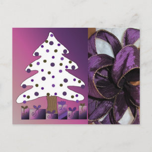 Cartão Postal De Festividades Decorações de Natal Roxas