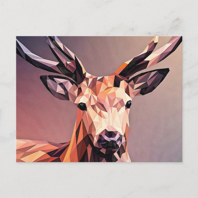 Cartão Postal De Festividades Deer Small Poly Art Design-54655 (Frente)