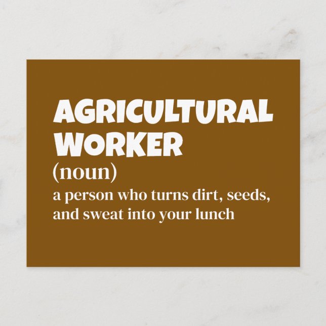 Cartão Postal De Festividades Definição de trabalhador agrícola humano (Frente)