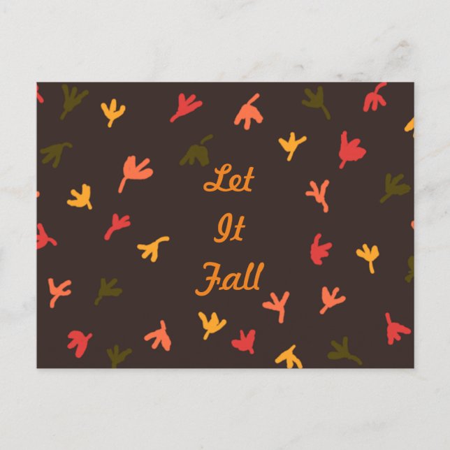 Cartão Postal De Festividades Deixar Cair Cartão-Postal (Castanho E Laranja) (Frente)