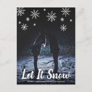 Cartão Postal De Festividades Deixe a Neve Brincar Foto Natal Moderno