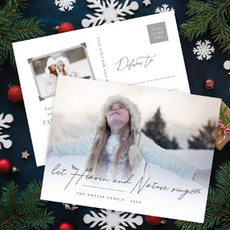 Cartão Postal De Festividades Deixe Céu e Natureza Cantar Foto de Natal Religios