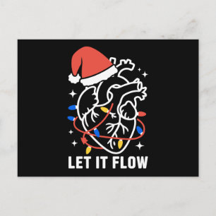 Cartão Postal De Festividades Deixe Fluír Luzes de Natal Coração Anatômico Natal