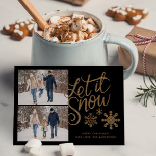 Cartão Postal De Festividades Deixe Nevar Cartão de Foto de Natal Férias 2