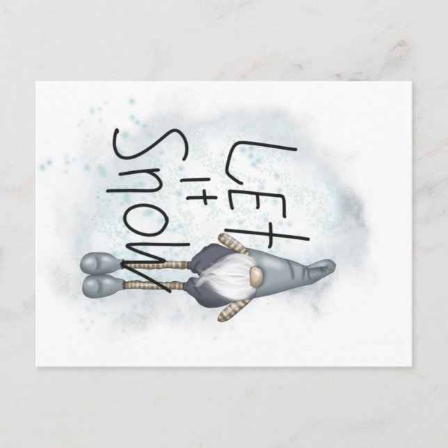 Cartão Postal De Festividades Deixe-o nevar no inverno Gnomo (Frente)