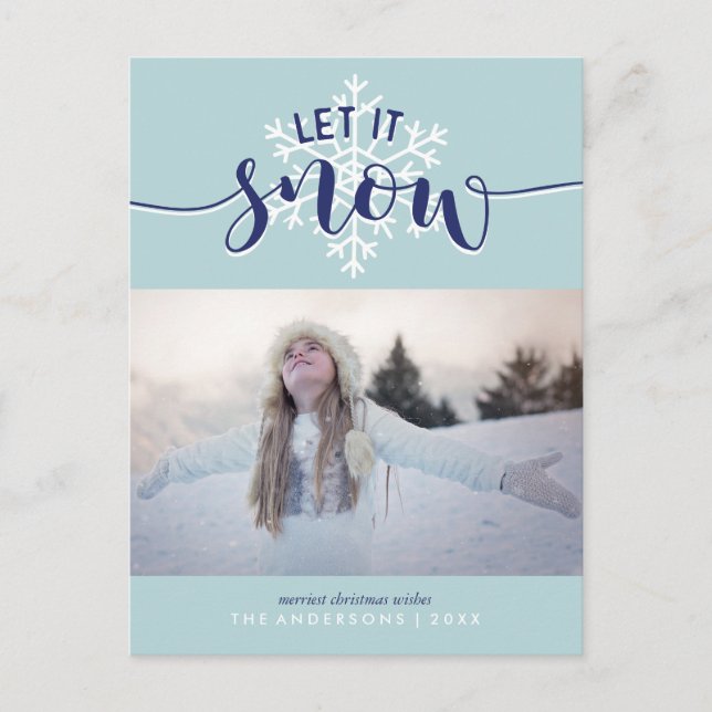 Cartão Postal De Festividades Deixe-O Neve! Foto de Feriado (Frente)