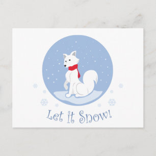 Cartão Postal De Festividades Deixe-O Neve! (Raposa Árctica)