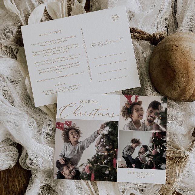 Cartão Postal De Festividades Delicar a Newsletter de 3 fotos do Feliz Natal Dou (Criador carregado)