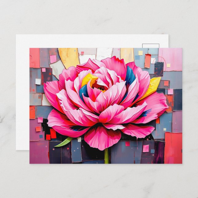 Cartão Postal De Festividades Delicar Peony em Estilo de Abstrato Moderno (Frente/Verso)