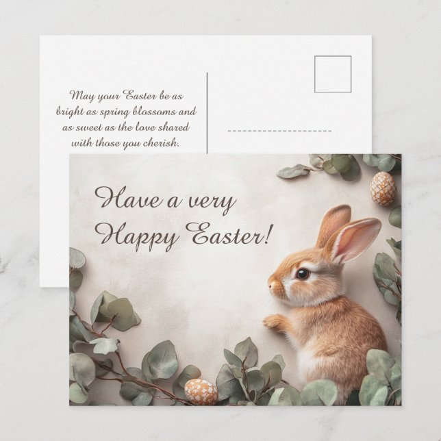 Cartão Postal De Festividades Delícia de Páscoa 🐇 Hoppy personalizável (Frente/Verso)