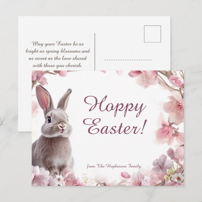 Cartão Postal De Festividades Delícia de Páscoa 🐇 Hoppy personalizável (Frente/Verso)