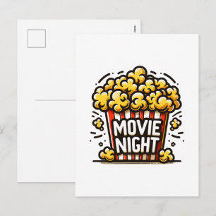 Cartão Postal De Festividades Delícia Noturna de Cinema Pipoca Divertida