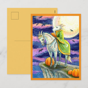 CARTÃO POSTAL DE FESTIVIDADES DEMÔNIO CABRA, CORCEL INFALÍVEL FANTASIA HALLOWEEN