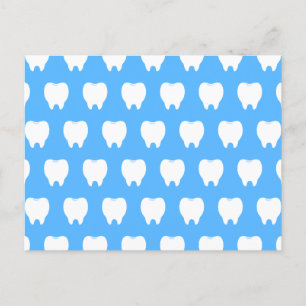 Cartão Postal De Festividades Dente Branco Simples com Padrão Azul Claro – Limpo
