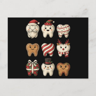 Cartão Postal De Festividades Dentes de Natal Odontologia Papai Noel Biscoito De