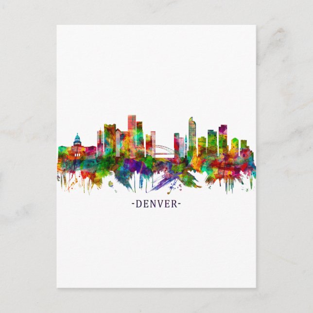 Cartão Postal De Festividades Denver Colorado Skyline (Frente)
