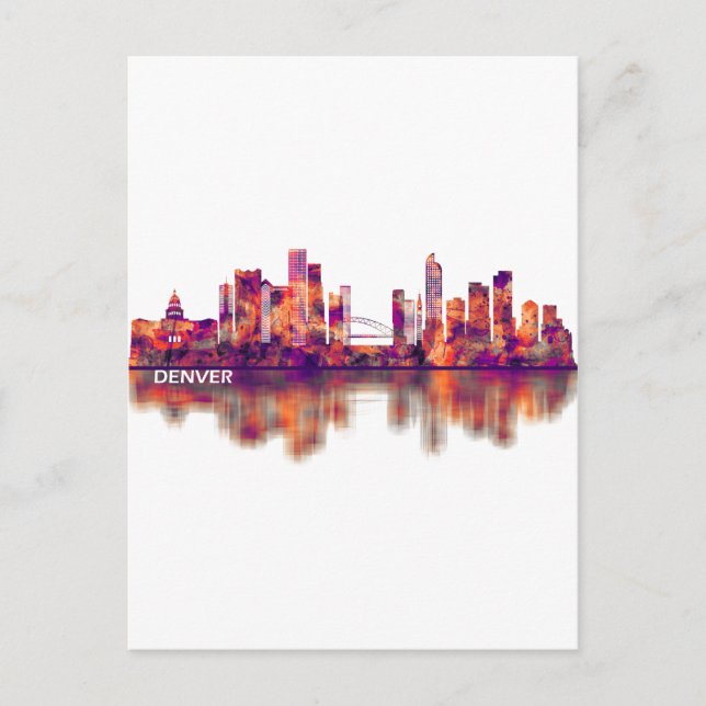 Cartão Postal De Festividades Denver Colorado Skyline (Frente)