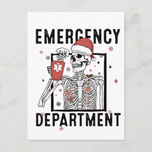 Cartão Postal De Festividades Departamento de Emergência Enfermagem de Esqueleto