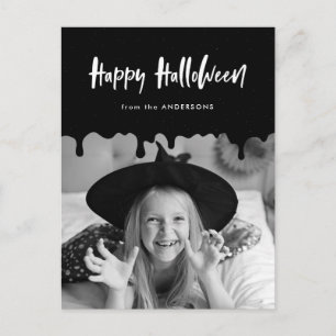 Cartão Postal De Festividades Derrame de sangue Black Halloween Foto