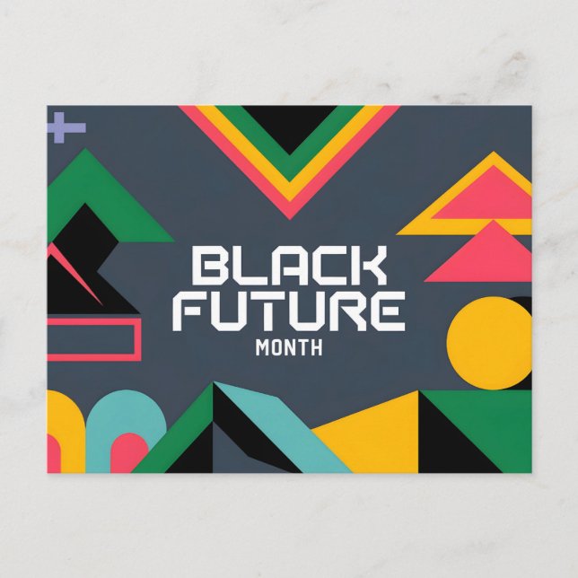 Cartão Postal De Festividades Des Geométricas do Abstrato de Futuro Negro Dinâmi (Frente)