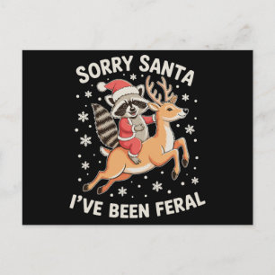 Cartão Postal De Festividades Desculpe Papai Noel Eu Fui Rena Guaxinim Selvagem
