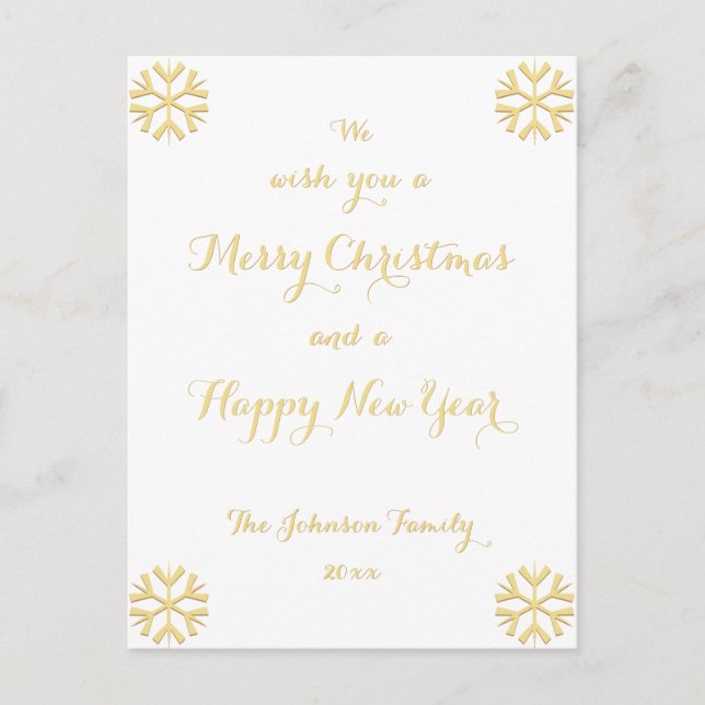 Cartão Postal De Festividades Desejamos-lhe um Feliz Natal e um Feliz ano novo (Frente)