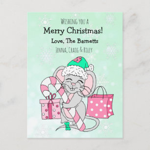 Cartão Postal De Festividades Desejando-lhe um Feliz Mouse de Natal