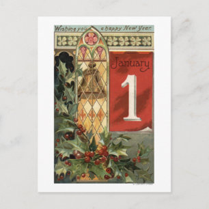 Cartão Postal De Festividades Desejando lhe uma cena nova feliz de YearBell