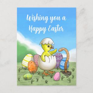 Cartão Postal De Festividades Desejando uma Páscoa Feliz