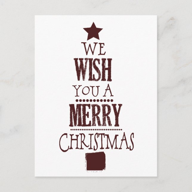 Cartão Postal De Festividades Desejo de Árvore de Natal Vermelho (Frente)