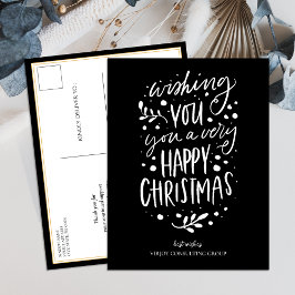 Cartão Postal De Festividades Desejo-Lhe Feliz Natal, Black Script Business